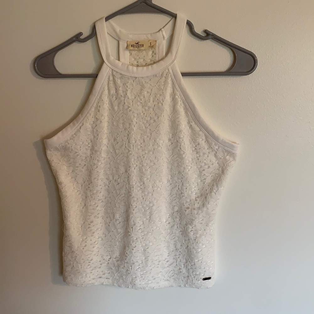 White lace Hollister high neck tank top size small